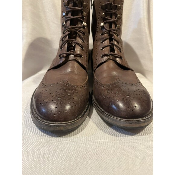 Andrew Marc Wingtip Brown Leather Lace Up Ankle‎ Boots w/ Zipper Men 9.5 C99-112 - Picture 3 of 16